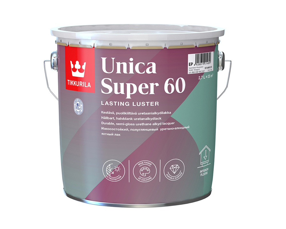 Tikkurila Unica Super 60 износостойкий лак п/глян
