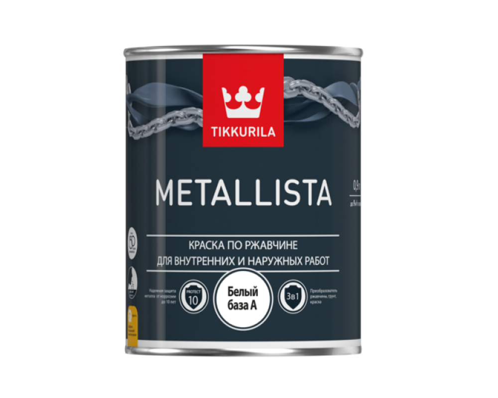Tikkurila Metallista 3 в 1 краска по ржавчине Чёрный RAL 9005
